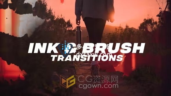 Ink&Brush Transitions AE模板40种墨水画笔过渡视频转场