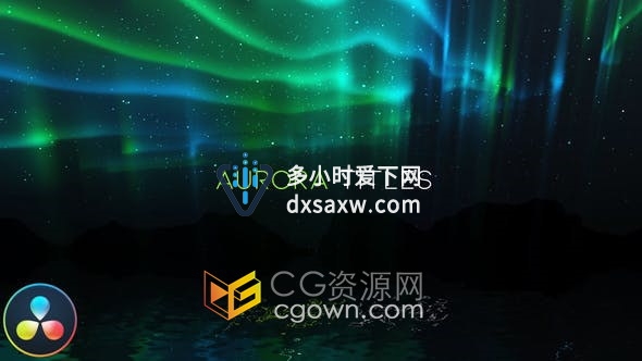 DaVinci Resolve模板北极光天空背景文字动画电影片尾宣传片头