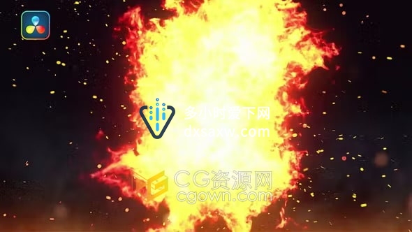 DR达芬奇模板-Firey Logo Reveal烈火燃烧能量灰烬标志片头