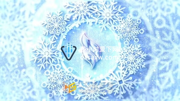 AE模板-优雅闪亮纯净雪花元素散景动画演绎大气标志片头Christmas Logo