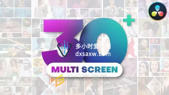 DR达芬奇模板-30+各种创意面画组合分屏动画Multi Screen Pack