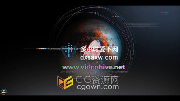 Resolve模板-月亮星球背景故障文字动画LOGO视频片头