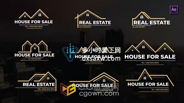 AE模板-9个房地产标题动画Real Estate Titles