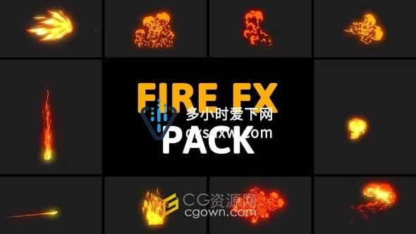 10组卡通火焰特效元素-AE模板下载Cartoon Fire Elements