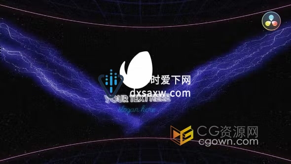 DR达芬奇模板-复古合成波霓虹灯数字标志动画Retro VHS Logo Reveal