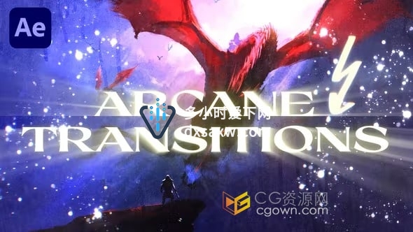 Arcane Transitions AE模板故障效果划痕过渡视频转场动画