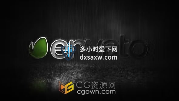 黑暗风暴雨天3D金属LOGO动画视频片头-AE模板下载