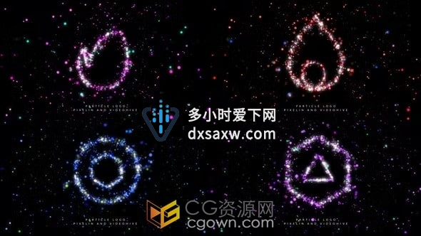 AE模板-彩光粒子标志动画梦幻闪耀粒子LOGO