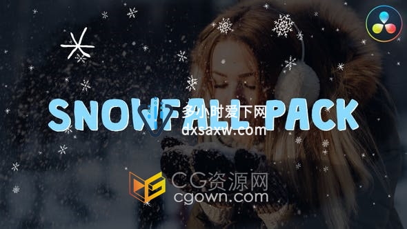 达芬奇模板-各种类型的飞雪降雪下雪元素用于圣诞新年冬季派对视频背景或叠加层
