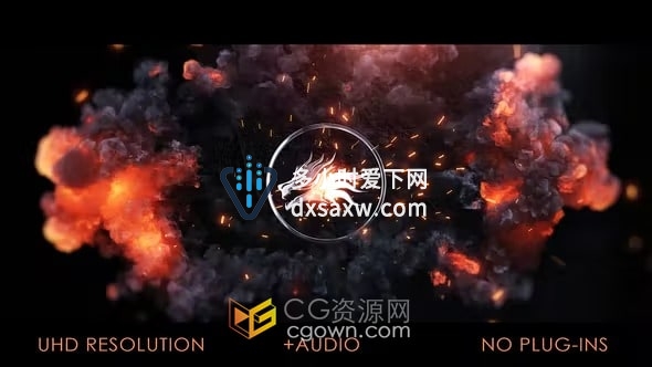 AE模板-燃烧爆炸耀斑金属文字电影标志Fire Logo Impact