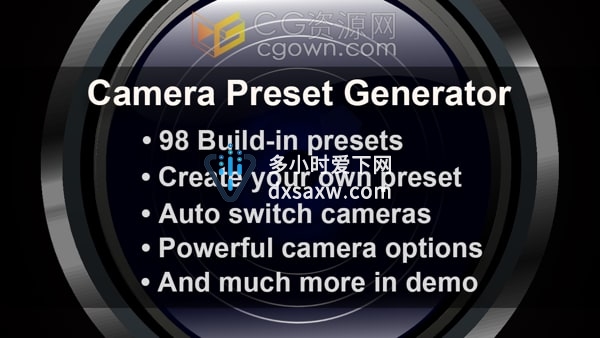 Blender插件Camera Preset Generator v1.1.0镜头动画预设生成器