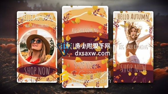 DR达芬奇模板-秋季秋天主题风格设计媒体短视频动画制作