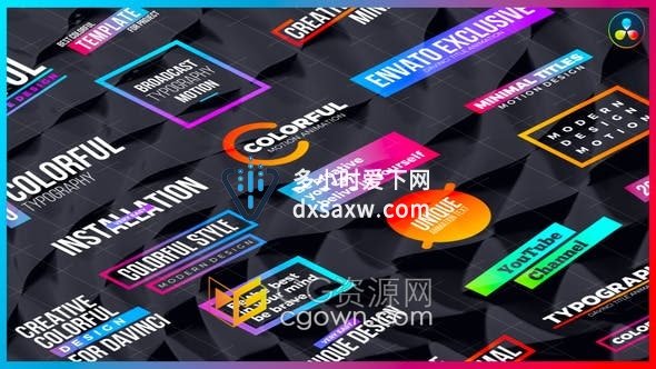 DaVinci Resolve模板Colorful Titles 20组彩色文字标题动画视频字幕