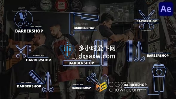 Barbershop Titles AE模板美发师等级头衔文字标题