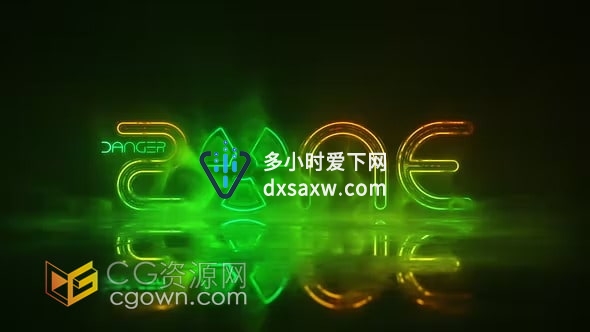 Grunge Neon Logo AE模板霓虹灯闪电赛博朋克视频片头