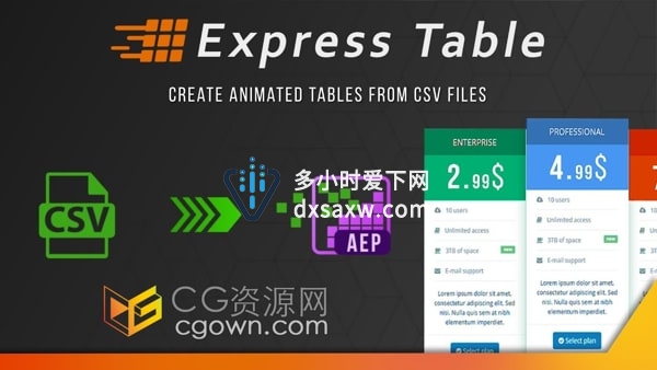 Express Table V1.2 AE脚本从CSV数据创建动画表格工具