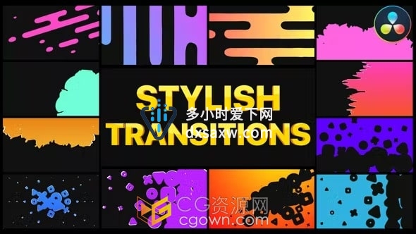 Stylish Transitions 4K分辨率视频转场动画Resolve模板