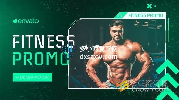 健身运动体育竞技图文宣传包装视频Fitness Promo-AE模板