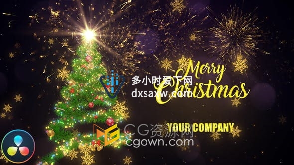DR达芬奇模板-魔法圣诞树金星雪花动画元素演绎新年祝福小视频节日贺卡