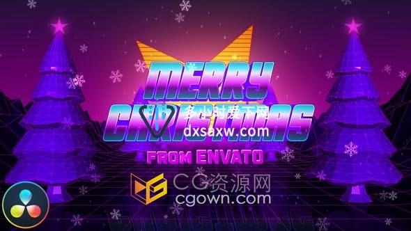 达芬奇模板-复古风格动画制作圣诞假期邀请贺卡节日祝福视频