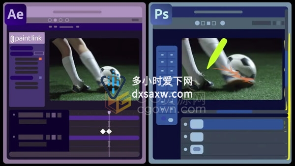 Paint Link V1.0.0插件为AE与PS逐帧动画动绘图创建动态连接