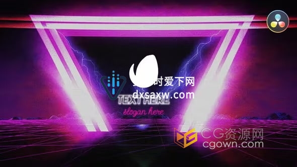 达芬奇模板-复古Synthwave 标志展示霓虹灯LOGO动画