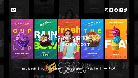美食博主制作推广宣传食物宣传短视频效果-AE模板