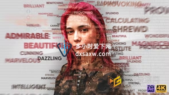 AE模板-图像文字融合动画信息可视化商业人物肖像索引镜头效果