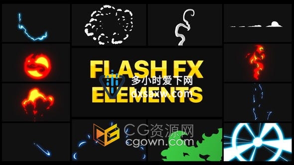 达芬奇模板-12种手绘卡通Flash FX动画元素MG图形Resolve模板