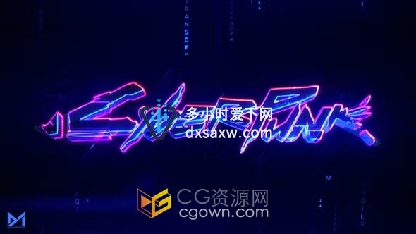 AE模板-高科技赛博朋克霓虹灯像差标志动画Cyber Logo Reveal