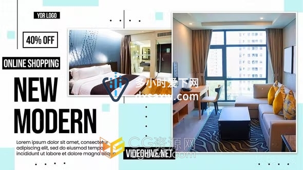 汽车旅馆度假村酒店办公室租售视频广告通用房地产宣传AE模板