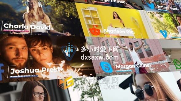Resolve17模板-带社交媒体图标的视频字幕条动画文字