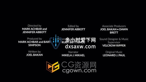 达芬奇模板-25 Film Credit电影致谢名单电影片头片尾演员滚动字幕动画