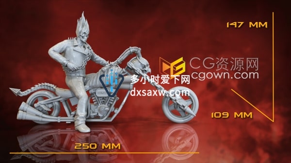 幽灵骑士与摩托车3D打印3D模型下载