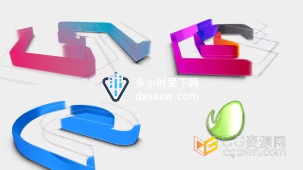 4K绘图彩色3D标志介绍AE模板LOGO片头