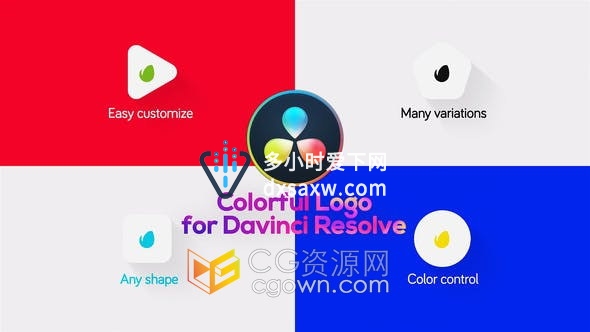 达芬奇模板-简约2D图形演绎LOGO动画效果4K视频Resolve模板