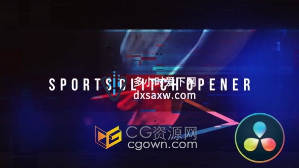 Resolve模板-现代设计时尚文字动画故障视频体育运动宣传片头