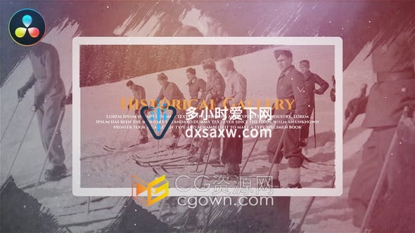 达芬奇模板-革命年代回忆历史战争纪录片相册视频Resolve模板