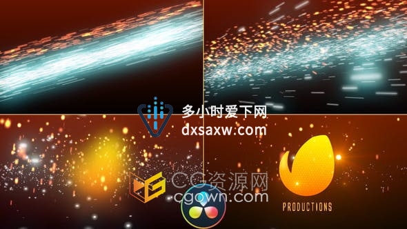 DR达芬奇模板-电影光条纹火花粒子特效开场视频片头