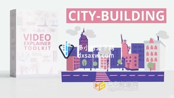 制作城市建筑视频解释MG动画-AE模板下载