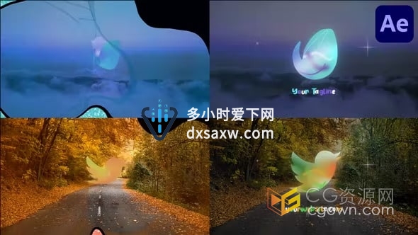 抽象液体遮罩动画闪耀LOGO视频片头-AE模板下载