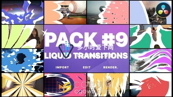 达芬奇17模板视频转场特效动画Liquid Transitions 09