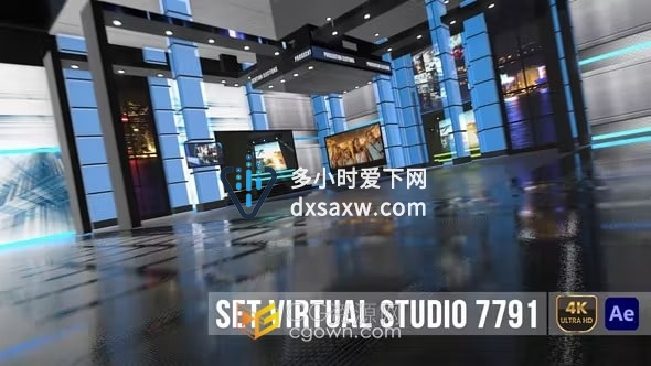 新闻广播虚拟工作室电视演播室AE模板Virtual Studio 7791