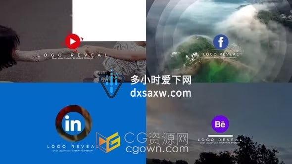 4组简单图形动画LOGO视频片头效果-AE模板下载