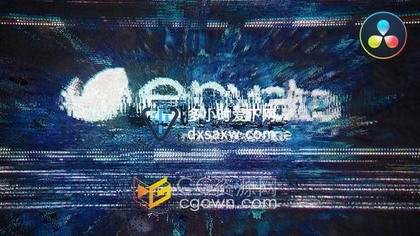 DaVinci Resolve模板-赛博朋克像素化故障视频片头Glitch Logo