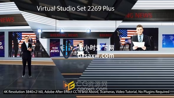 Virtual Studio 2269虚拟演播室电视新闻频道设计AE模板
