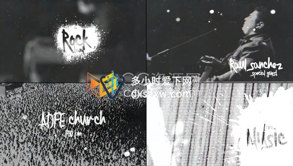 黑白风格摇滚音乐会活动DJ乐队演唱会宣传视频-Apple Motion模板下载