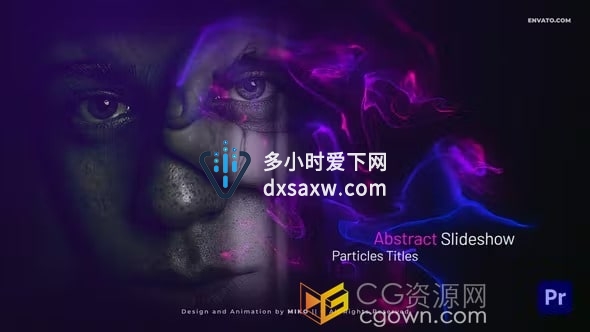 抽象粒子特效动画幻灯片宣传视频效果-PR模板下载