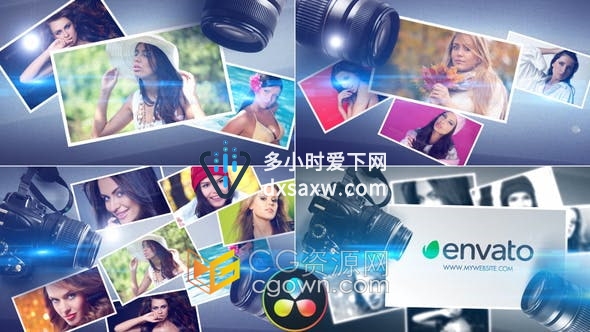 Resolve模板-摄影师视频编辑时装设计师宣传片头展示照片单反闪光视频