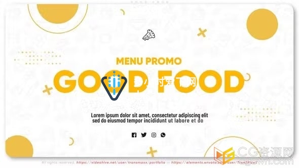 AE模板-明亮多彩餐饮美食宣传片餐厅菜单新品视频展示美食节广告